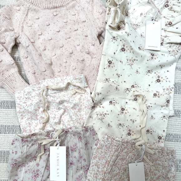 Jamie Kay Other - Jamie Kay Baby Girl Sweater Floral Bodysuit Footie Pants Bundle Sz 6-12 months